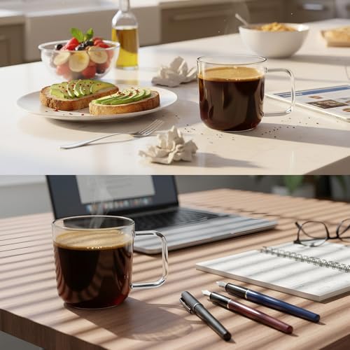 Set de 2 mugs de vidrio borosilicato 20 oz con asa miniatura 3