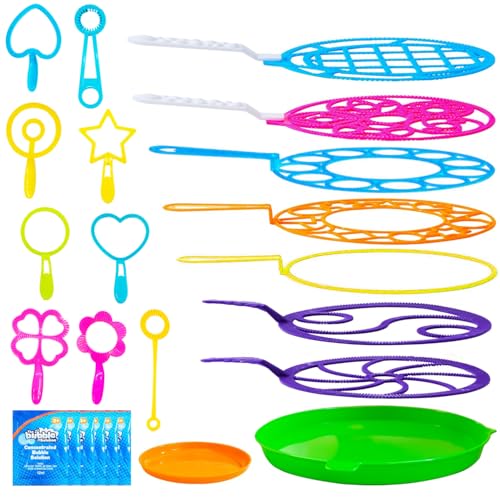 novelinks Bubble Wand Sets with 6 Bag 12ml Concentrate Bubble Refill Solution, Colorful Bottle of Bubble Solution, Novelty Summer Toy for Toddlers, Birthday Party Favor Toy (18 Pack) - image 1
