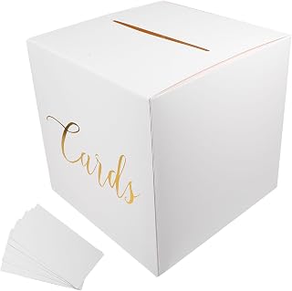 Luxshiny Paper Keepsake Rustic Wedding Card Box for Reception Gifts | White Paper Set, Collects Cards, Postcards, Envelopes, and Small Gifts for Anniversaries