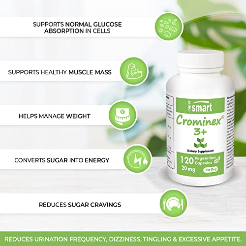 Supersmart - Crominex 3+ (Chromium) 20 mg - Met Polyfenol & Fulvinezuur - Gewichtsverlies & Vetverbrander | Non-GMO… - Image 3