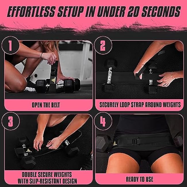 Exercise Hip Thrust Belt for Weights, Glute Workout Equipment, Adjustable Hip Thrust Belt for Dumbbells, Glute Trainer for Home Workouts with Extra Padding, Booty Builder