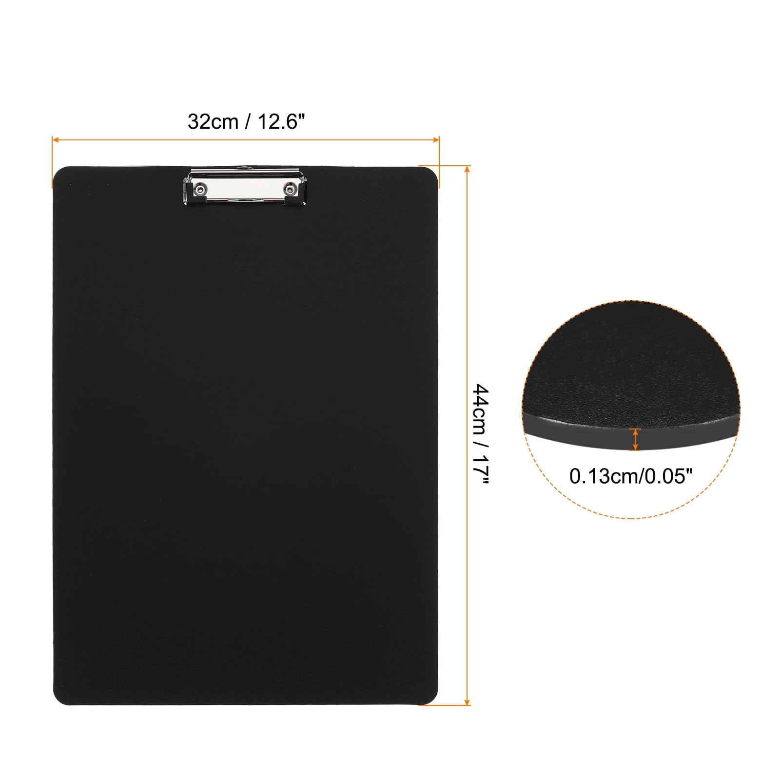 PATIKIL 12.6 x 17 Inch Clipboard Vertical, A3 PP Plastic Office Clipboards Low Profile Clip for Office Drawing Sketching Black - Image 2