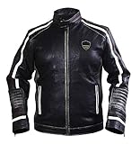 Aksah Fashion Veste en cuir de motocycliste/motard vintage délavée rétro antique noire pour homme, XL