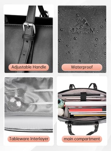 MATEIN Laptop Bags for Women with Insulated Leakproof Lunch Compartment, 15.6 Inch PU Leather Briefcase, Laptop Tote Work Bag with an Adjustable Handle, Designer handbag for School, Office, Black - Image 5