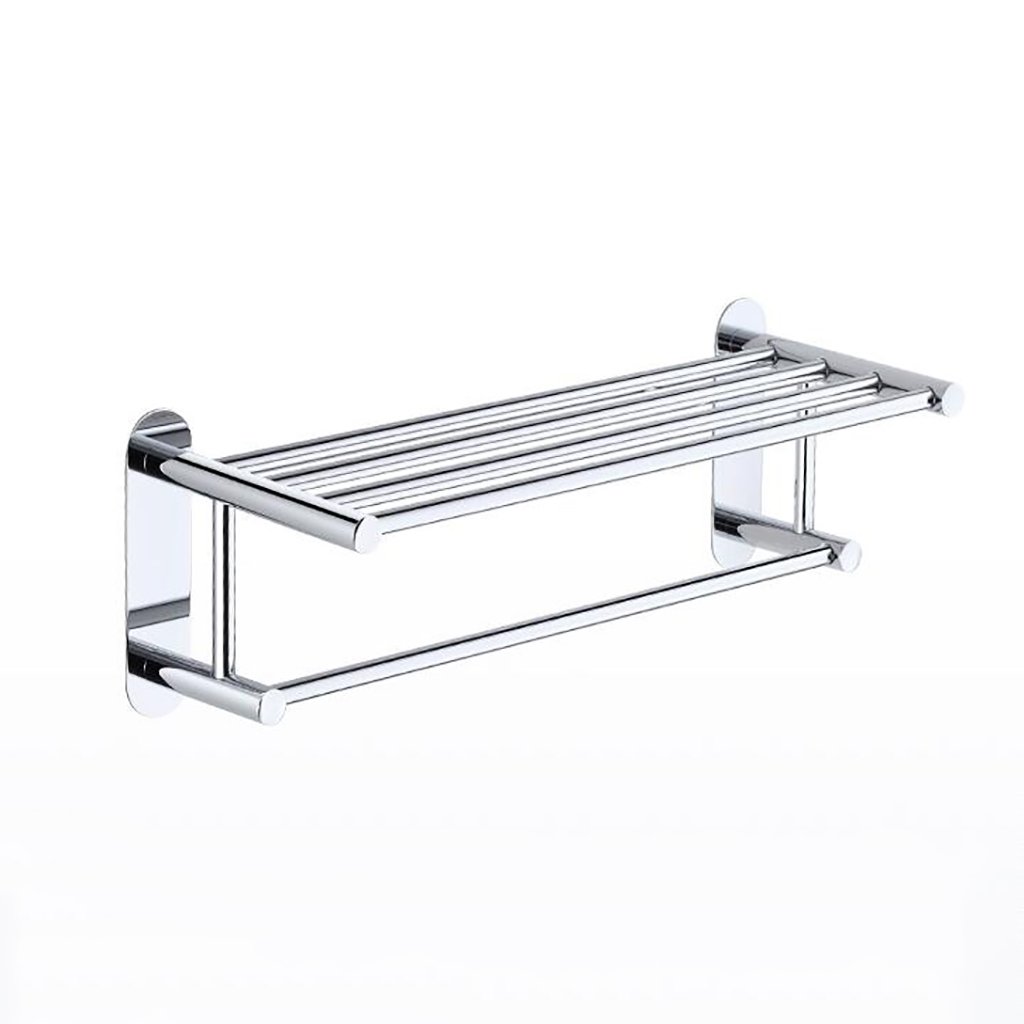 NYDZ 3M Glue Wall-Mounted Bath Towel Rail Perforated Shelf,Punch-Free Towel Rack Stainless Steel, 24.6"
