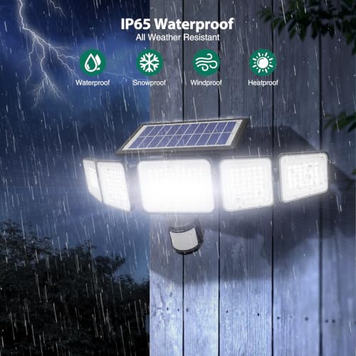 omibee Solar Lights Outdoor 6000LM 236 LEDs Motion Sensor Outdoor Lights, 5 Heads Security Wall Lights,3 Mode, IP65 Waterproof Flood Lights with Remote Control for Garden, Backyard,2 Pack - image 6