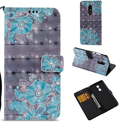 Xiaomi Redmi Note 5 Case,Redmi 5 Plus Case,PU Leather Wallet Folio Heavy Duty Protection Phone Cover with Credit Card Slot WristStrap Magnetic Closure Kickstand Accessories Blue Flower