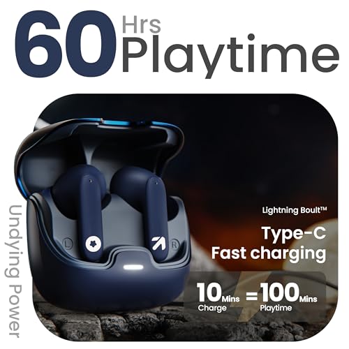 Image of GOBOULT Z40 True Wireless in Ear Earbuds with 60H Playtime, Zen ENC Mic, Low Latency Gaming, Type-C Fast Charging, Made in India, 10mm Rich Bass Drivers, IPX5, Ear Buds TWS (Blue)