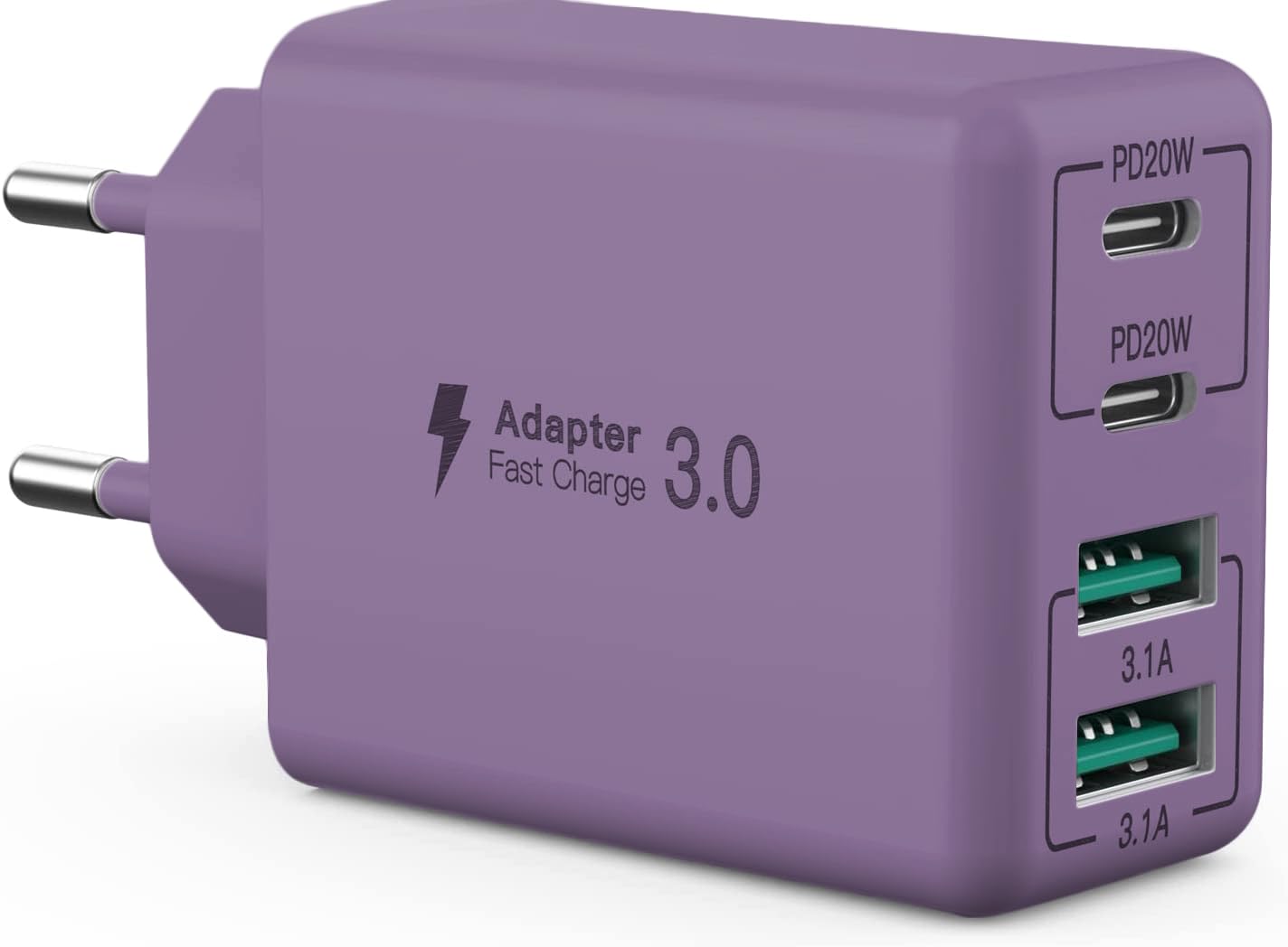 USB C Ladegerät, 40 W 4 Ports USB C, Schnellladeblock Dual Port PD+QC, Multiport Typ C Ladegerät kompatibel mit iPhone 11/12/13/14/15/Pro Max/XS/XR/8/7/Galasy S25/S24/S23/Tablet