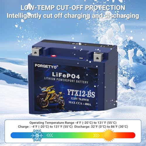 Image of Lithium YTX12-BS, Forgetyo 12V 6AH 480A LiFePO4 Motorcycle Battery, ATV, UTV, Jet Ski, 4 Wheeler,Snowmobile,Tractor and Generator Battery