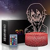 Uruzuo AOT Levi Ackerman Figure Merch 3D Lamp, Mikasa Ackerman Annie Leonhart Erwin Smith Eren Yeager Jean Kirstein AOT Manga Figures, AOT Birthday Decorations Led Light(A-6)
