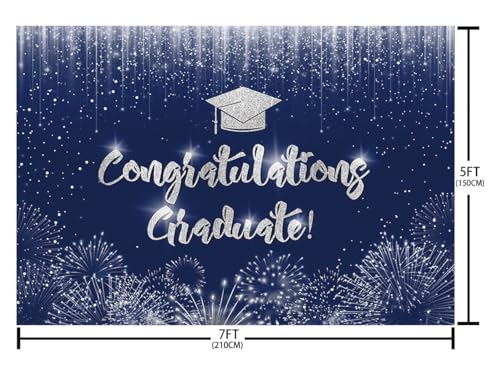 Fondo Fotográfico Graduación Azul Plata 7x5ft miniatura 7