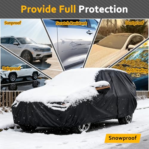 Custom Fit Car Cover for 2021-2025 Cadillac Escalade, 10Layers All Weather Outdoor SUV Car Covers with Zipper Door & Windproof Bands, Reflective Strip for Snow Rain Dust Hail Cover Sun UV Protection by JAOGAUS - Image 7
