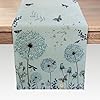 Elegant Dandelions and Dragonflies Blue Table Runner Wildflowers Floral Herbs Antique Botanical Kitchen Dining Table Runners for Indoor Outdoor Home Party Holiday Decor 13X72Inch