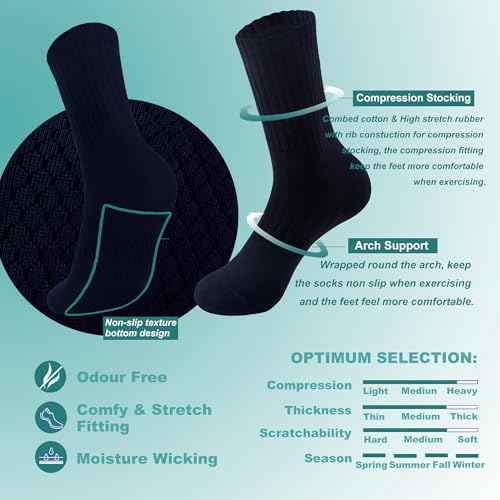 MAGIARTE Mens Athletic Compression Cotton Crew Socks Non Slip Design Multi Sports Socks for Men 5 Pairs2
