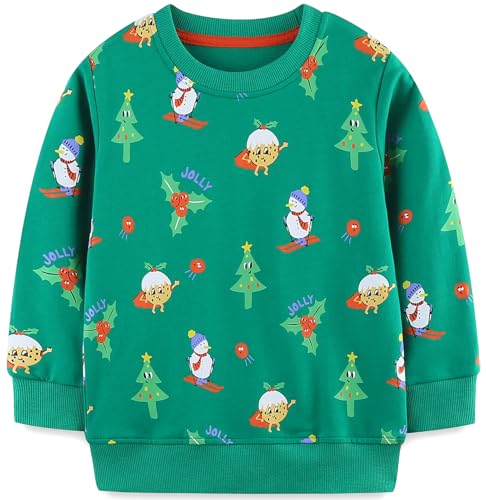 Ragazzo Felpa Senza Cappuccio Natale Dinosauro Cotone Manica Lunga Casual Pullover per Bambini 3-4 Anni
