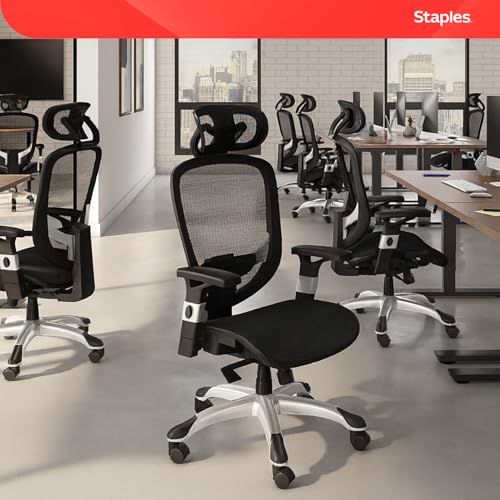 Image of STAPLES Hyken Ergonomic Task Chair, Mesh, Ergonomic, Lumbar Support, Swivel, Black