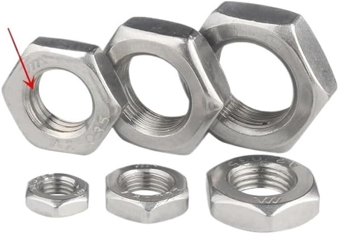1-20Pcs Fine Thread Flat Tighting Hexagon Thin Jam Nut M6 M8 M10 M12 M14 M16 M18 M20 Pitch 0.75/1/1.25/1.5mm 304 Stainless Steel Hardware Nut(M10x1.25mm-5pcs)