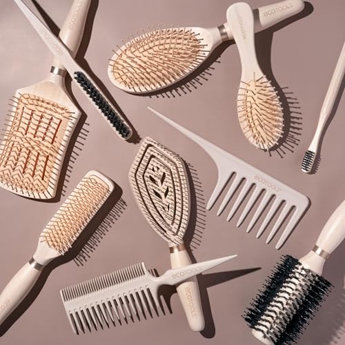 Image of EcoTools Fine Hair Detangler, For Wet Or Dry Hair, Gentle Smoothing Hairbrush For Thin, Delicate Or Color-Treated Types, Flexible Bristles, Bamboo Handle, Vegan & Cruelty-Free, 1 Count