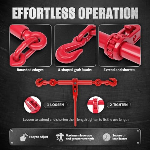 Image of 2 Pack 5 /16 to 3 /8 inch Ratchet Chain Load Binders, Load Binder with 5400LBS Working Load Limit, Chain Binder Breaking Strength up to 19000LBS, Ratchet Binder for Truck, Tie Down, Hauling, Towing