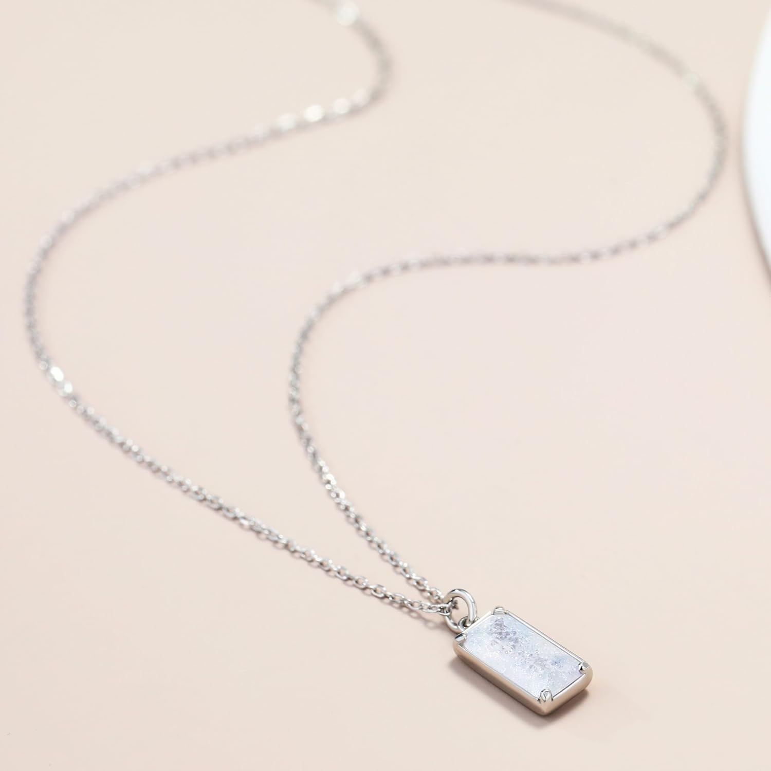 EVEYE 925 Sterling Silver Moonstone Square Pendant Necklace for Women New Beginnings Natural Healing Gemstone Necklace Jewelry, Healing Gifts for Her,Divorce Gifts for Women, New Job Gift - Image 4