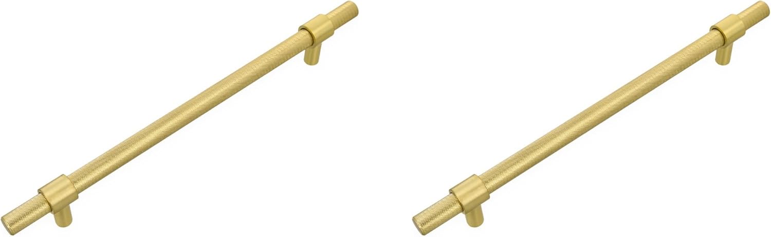 Amig - Pack of 2 Cabinet Handles - 192 mm - Brushed Gold - Made of Stainless Steel - for Kitchen and Bathroom Drawers and Cabinets with Decorative Modern Style - Mod. 836