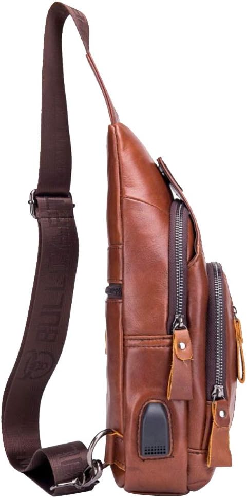 Hebetag Leather Sling Bag Hiking Daypack for Men Women Outdoor Travel Camping Fishing Crossbody Shoulder Chest Pack Backpack - Image 4