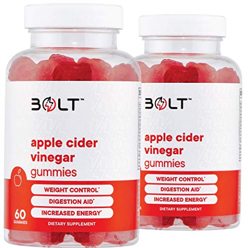Bolt Apple Cider Vinegar Gummies - Best Tasting ACV Gummies - with Raw ACV with The Mother - 120 Gummies (2 Pack)