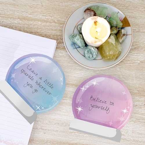 Image of Multicolor Crystal Ball Sticky Note Assortment / 4 inch Repositionable Mystical Orb Themed Sticky Note Pads /Set of 3 Magical Designs /Made in The USA