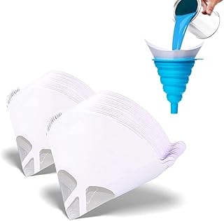 80 Pcs 100 Micron Paint Strainers Paint Cone with 1 Pcs Blue Silicone Funnel,Paint Filter with Fine Nylon Mesh — Disposable Paint Strainers for Automotive Spray Paint,Spray Guns,Art Painting