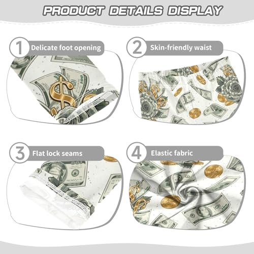 ZZKKO Girls Leggings Flying Falling Dollar Banknotes Toddler Girls Clothes Leggings for Girls Toddler Girls Leggings 3-4T3