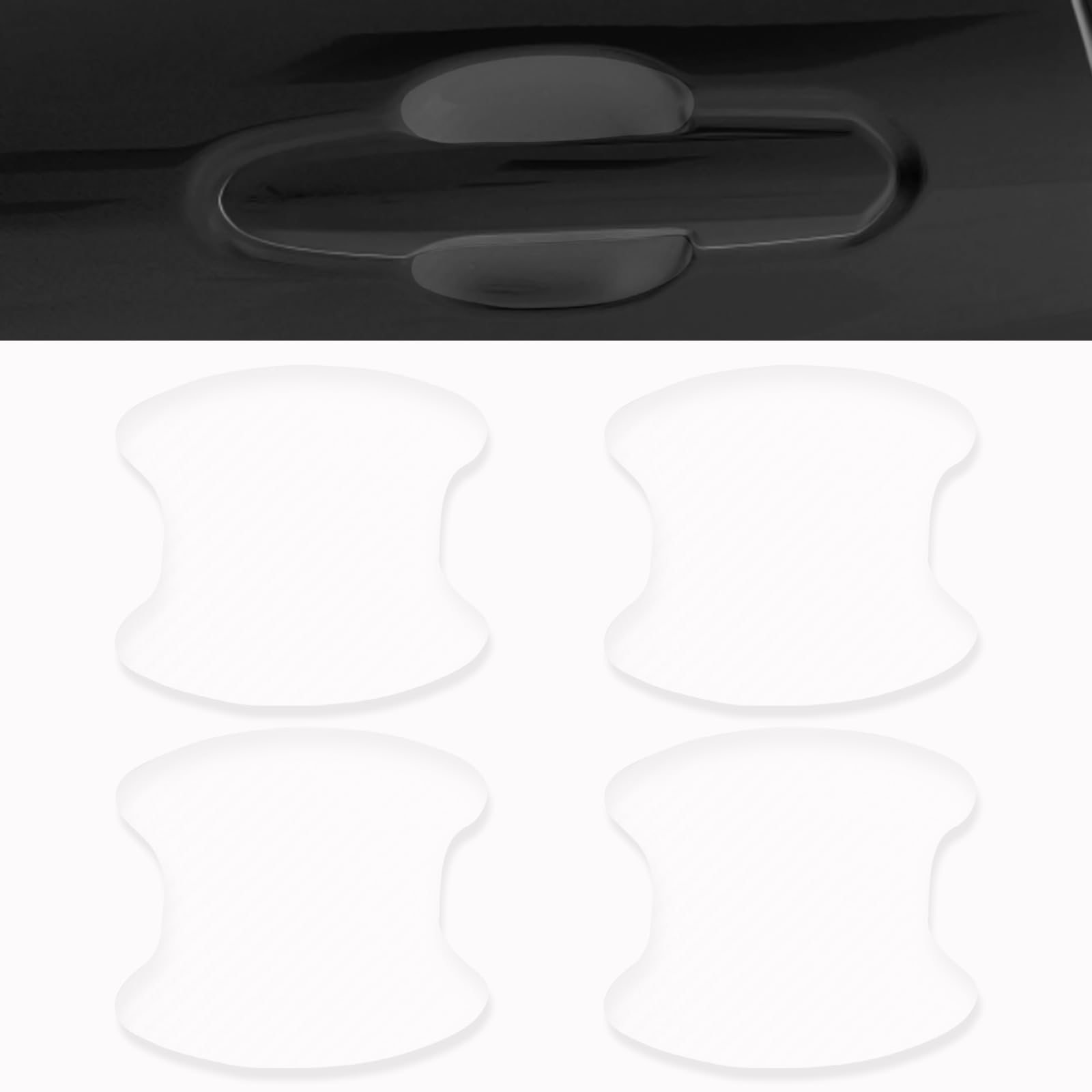 VAGCARS 4PCS Carbon Fiber Handle Protection Stickers, Anti-Scratches Auto Door Handle Protective Film, Universal Paint Cover Guard Stickers for Most Car Handles (Transparent)
