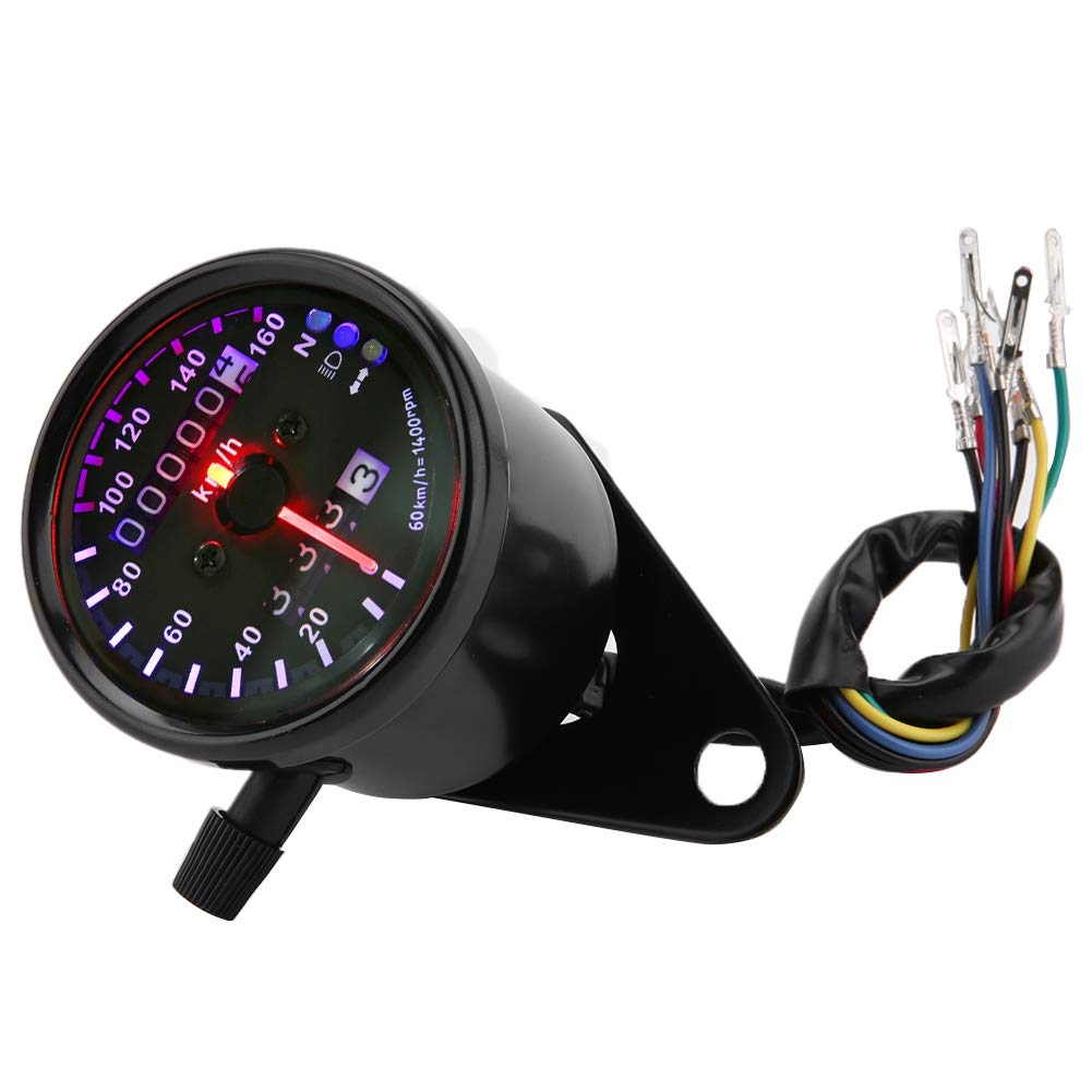 Motorcycle Odometer, DC 12V Universal Motorcycle Backlight Dual Odometer Speedometer Gauges Meter with LED Indicator