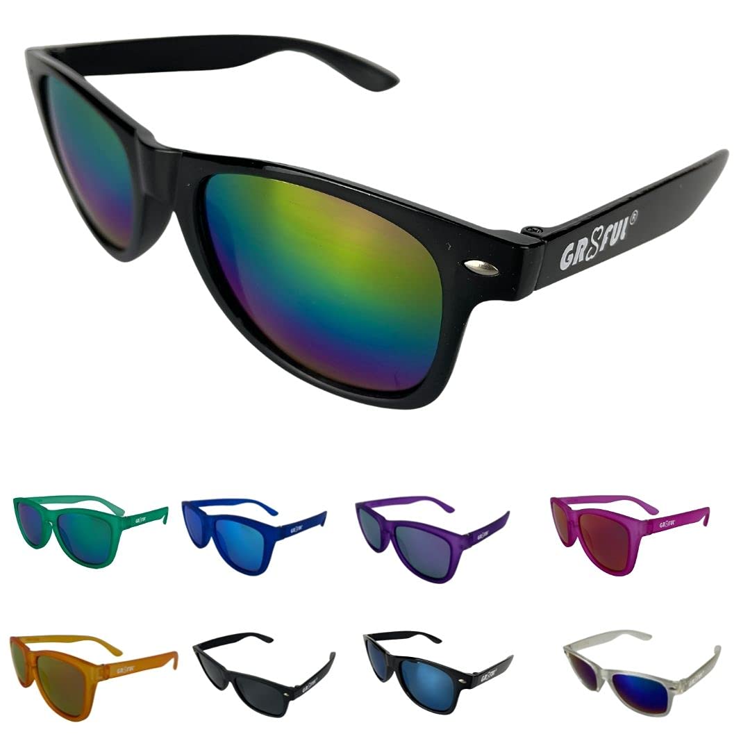 gr8ful® Sunglasses for Men & Women (Black Frame, Rainbow Lens)