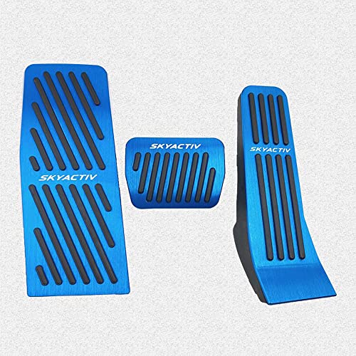 Aluminium alloy Gas Accelerator Pedal Covers,Interior accessories Anti-Slip No Drilling Rest pedal Brake Foot Pedal Pads Kit 3 pieces/set(blue) for CX-30(2020-2021) Mazda 3(2019 2020 2021) MX-30