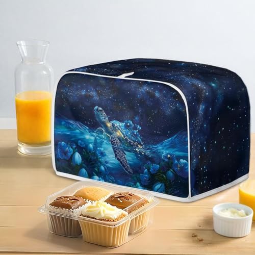 Image of Talayituse Galaxy Turtle Flower Print 2 Slice Toaster Covers Dust Protection Bread Maker Covers Toaster Oven Cloth Cover Kitchen Accessories Washable Appliance Cover, S