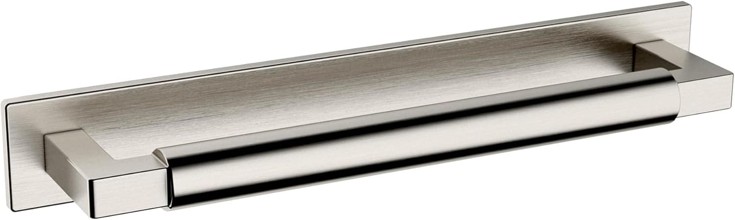 Baldwin 4927.BIN Contemporary 6 Inch Center to Center Cabinet Pull Backplate from The Estate Collection - Satin Nickel