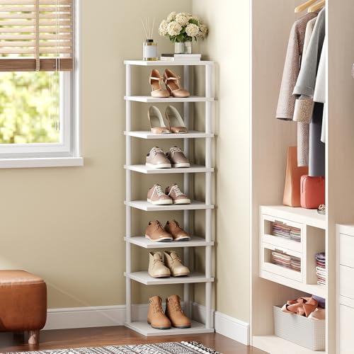 HOOBRO Vertikales Schuhregal, 8-lagiges Schuhregal, schmales Schuhablage, Schuhschrank, Schuhständer, Verdrehstruktur, für Eingang, Flur… – Ansicht 4