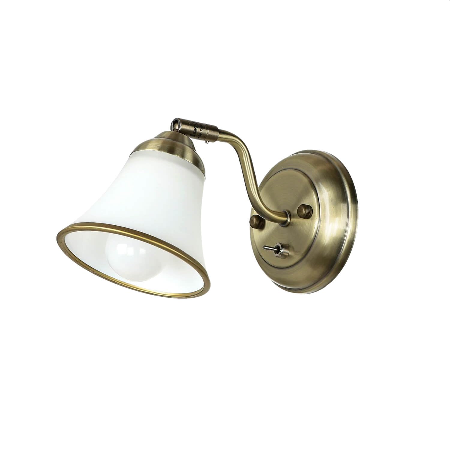 Applique salle de bain réglable bronze E14 orientable faible éblouissement verre art nouveau