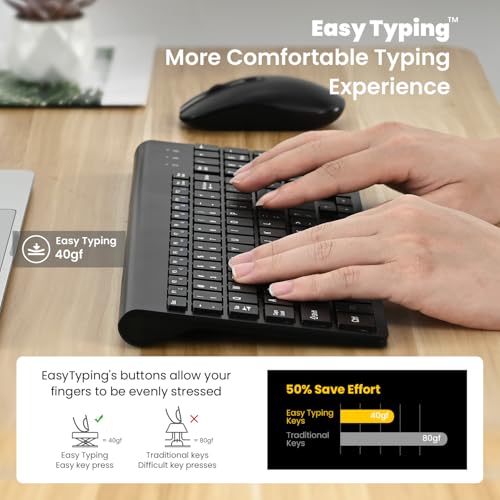Image of cimetech EasyTyping KF10 Wireless Keyboard and Mouse Combo, [Silent Scissor Switch Keys][Labor-Saving Keys]Ultra Slim Wireless Computer Keyboard and Mouse, Easy Setup for PC /Laptop /Mac /Windows - Black