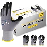 PROMEDIX P 3 Pairs Work Gloves with Grip for...