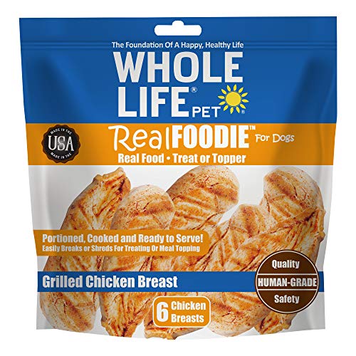 Whole Life Pet RealFoodie USA Sourced and Produced Freeze Dried Whole Grilled Chicken Breast Treat or Meal Mixer for Dogs, Protein Rich for Picky Eaters, 6 Count