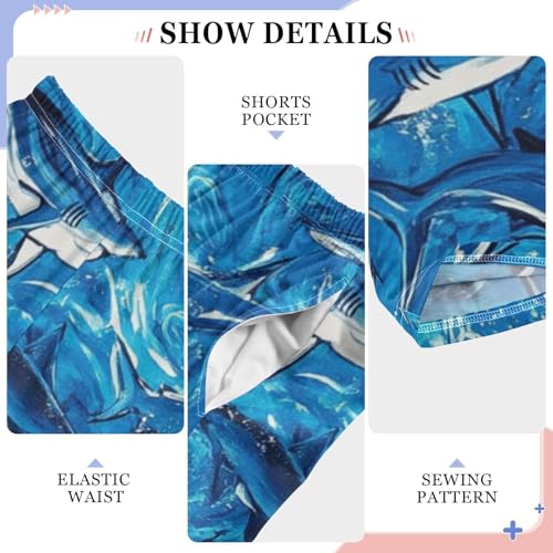 Boys' Pants Ocean Pastel Sharks Blue Long Bottoms Jogger Pants Elastic Waist Trousers with Pockets S-XL4