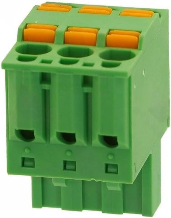 Green Terminal Block Socket, 5.08mm Pitch, Pluggable Double Spring-Button Wiring Connector, Tool-Free Installation, High-Density PCB Mounting for Industrial Control Applications(3P)