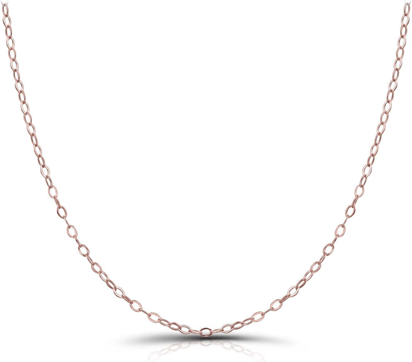 Hoops & Loops 925 Sterling Silver 0.90mm Thin Delicate Cable Chain Necklace for Women Teen Girls Men, 16, 18, 20, 24, or 30-Inch, Silver, Yellow, Rose Gold