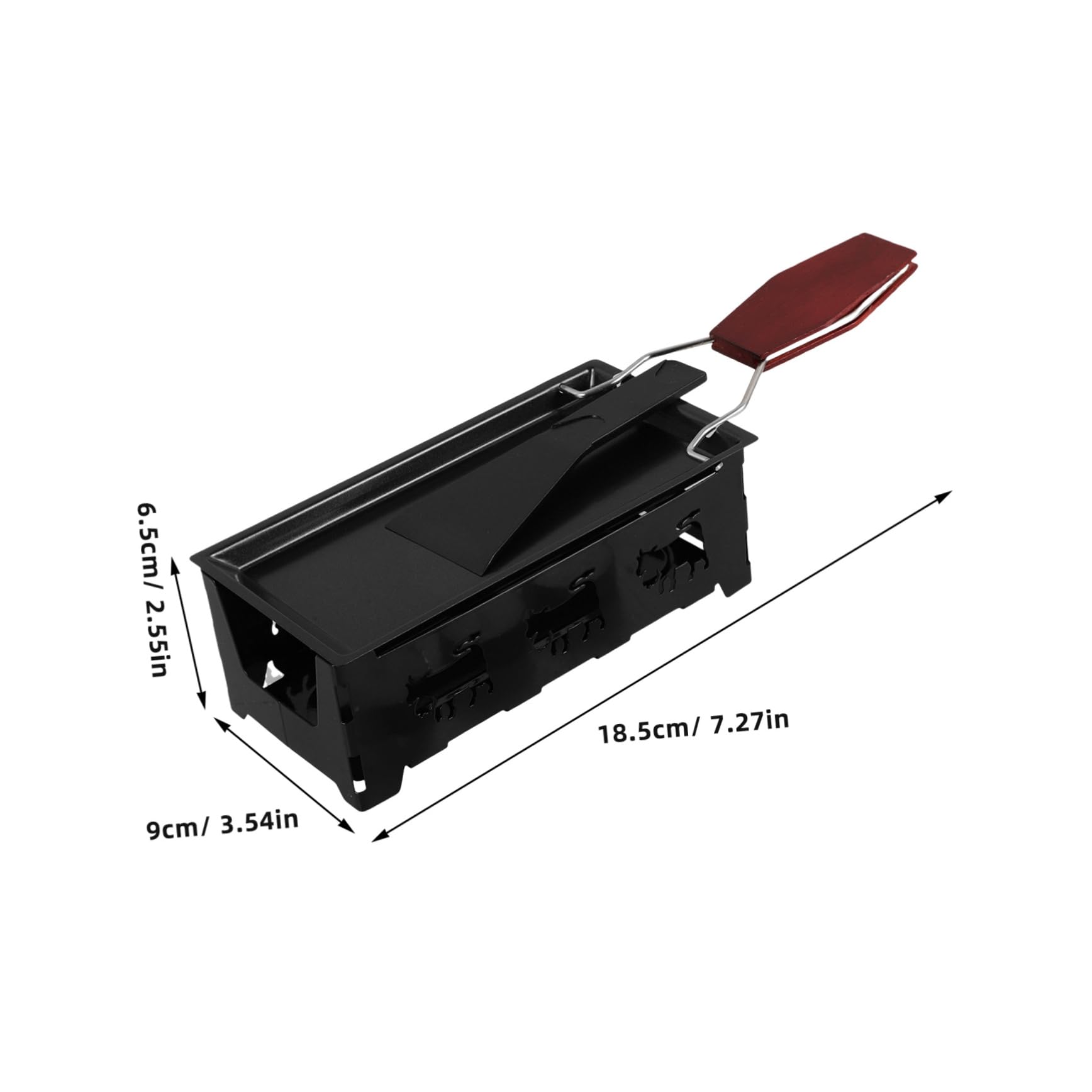 KONTONTY Outdoor Mini Folding Wood Handle Non-stick Baking Pan Cheese Mini Grill Portable Griddle Cheese Machine