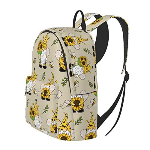 Delerain 16 Inch Backpack Gnomes Bees Sunflowers Laptop Backpack School Bookbag Full Print Shoulder Bag for Travel Daypack4