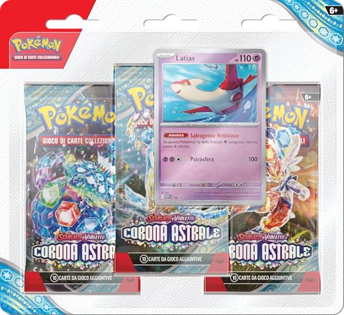 Pokémon TCG: Paquete de Tres Sobres de expansión Escarlata y Violeta - Corona Astral - Latias (Tres Sobres y una Tarjeta Promocional holográfica)