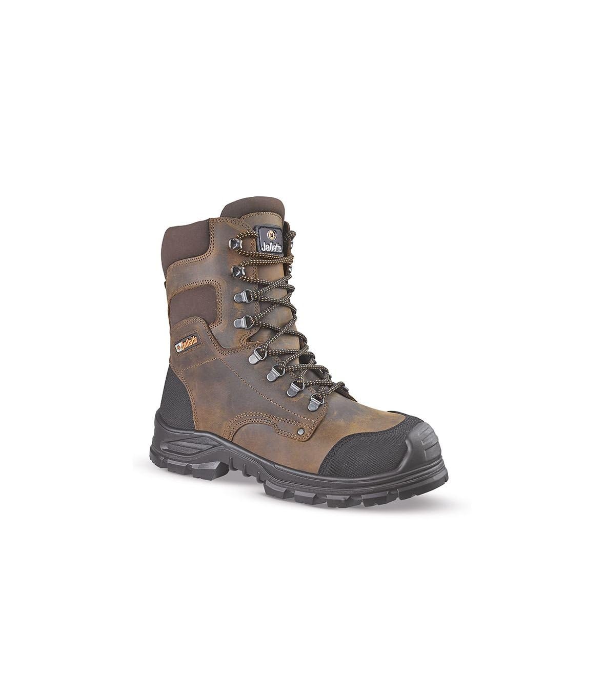 Jallatte jalsequoia jje42 piel plena flor marrón Hi pierna punta de acero para hombre botas de cordones