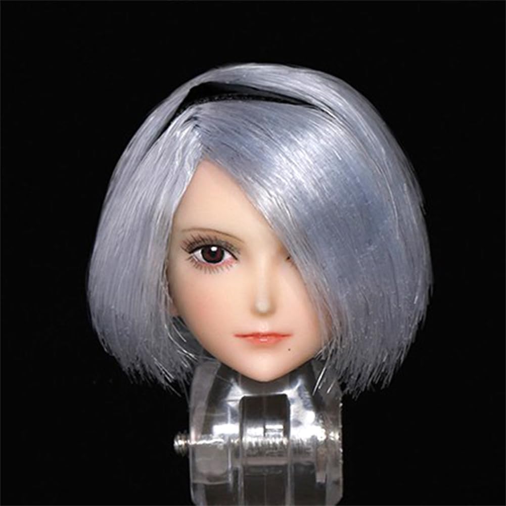 1/12 Scale Female Head Sculpt,6inch Figure Doll Accessories Anime Girl Eye Mask Pale Skin PVC Soldier Head Carving Model Fit 6''Miniature Action Figure Body